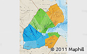 Political Map of Djibouti, shaded relief outside, bathymetry sea