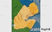 Political Shades Map of Djibouti, darken