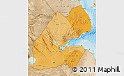 Political Shades Map of Djibouti, satellite outside, bathymetry sea