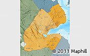 Political Shades Map of Djibouti, semi-desaturated, land only