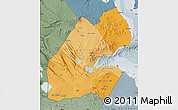 Political Shades Map of Djibouti, semi-desaturated