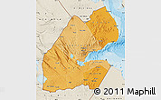 Political Shades Map of Djibouti, shaded relief outside, bathymetry sea