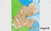 Satellite Map of Djibouti, political shades outside