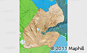Satellite Map of Djibouti, political shades outside, satellite sea