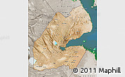 Satellite Map of Djibouti, semi-desaturated, land only