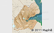 Satellite Map of Djibouti, shaded relief outside, satellite sea