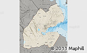 Shaded Relief Map of Djibouti, darken, semi-desaturated, land only
