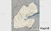 Shaded Relief Map of Djibouti, darken, semi-desaturated