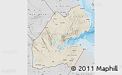 Shaded Relief Map of Djibouti, desaturated, land only