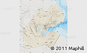Shaded Relief Map of Djibouti, lighten, semi-desaturated, land only