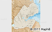 Shaded Relief Map of Djibouti, satellite outside, shaded relief sea