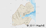 Shaded Relief Map of Djibouti, single color outside