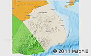 Shaded Relief 3D Map of Obock, political shades outside