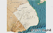 Shaded Relief 3D Map of Obock, satellite outside