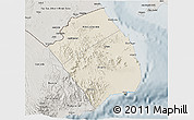 Shaded Relief 3D Map of Obock, semi-desaturated