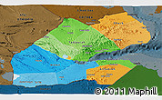Political Panoramic Map of Djibouti, darken