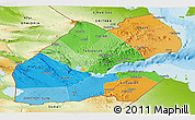 Political Panoramic Map of Djibouti, physical outside