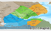 Political Panoramic Map of Djibouti, semi-desaturated, land only