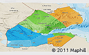Political Panoramic Map of Djibouti, shaded relief outside, bathymetry sea