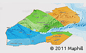 Political Panoramic Map of Djibouti, single color outside
