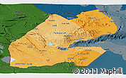 Political Shades Panoramic Map of Djibouti, darken