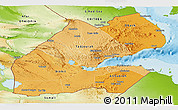 Political Shades Panoramic Map of Djibouti, physical outside