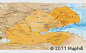 Political Shades Panoramic Map of Djibouti, satellite outside, bathymetry sea