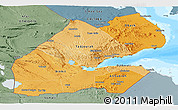 Political Shades Panoramic Map of Djibouti, semi-desaturated, land only