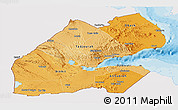 Political Shades Panoramic Map of Djibouti, single color outside