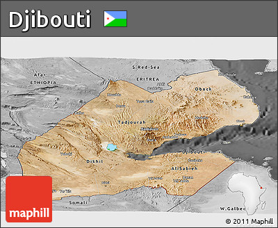 Satellite Panoramic Map of Djibouti, desaturated