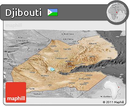 Satellite Panoramic Map of Djibouti, desaturated