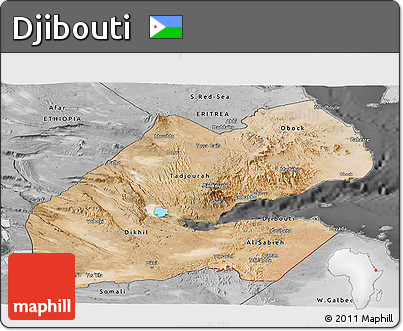 Satellite Panoramic Map of Djibouti, desaturated