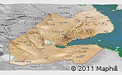 Satellite Panoramic Map of Djibouti, desaturated, land only
