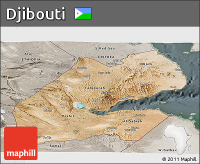 Satellite Panoramic Map of Djibouti, semi-desaturated