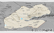 Shaded Relief Panoramic Map of Djibouti, darken, desaturated