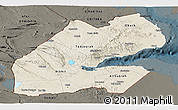 Shaded Relief Panoramic Map of Djibouti, darken