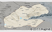 Shaded Relief Panoramic Map of Djibouti, darken, semi-desaturated