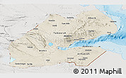 Shaded Relief Panoramic Map of Djibouti, lighten, semi-desaturated, land only