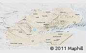Shaded Relief Panoramic Map of Djibouti, lighten, semi-desaturated