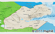 Shaded Relief Panoramic Map of Djibouti, political shades outside, shaded relief sea