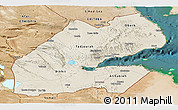 Shaded Relief Panoramic Map of Djibouti, satellite outside