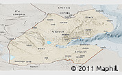 Shaded Relief Panoramic Map of Djibouti, semi-desaturated
