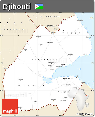 Classic Style Simple Map of Djibouti