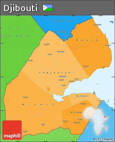 Political Shades Simple Map of Djibouti