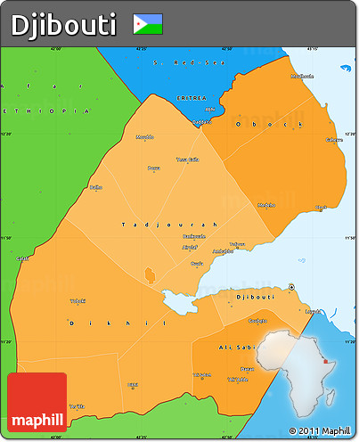 Political Shades Simple Map of Djibouti