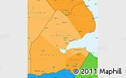 Political Shades Simple Map of Djibouti, political outside
