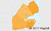 Political Shades Simple Map of Djibouti, single color outside