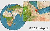 Satellite Location Map of Tadjourah, within the entire country