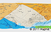 Shaded Relief Panoramic Map of Tadjourah, political shades outside