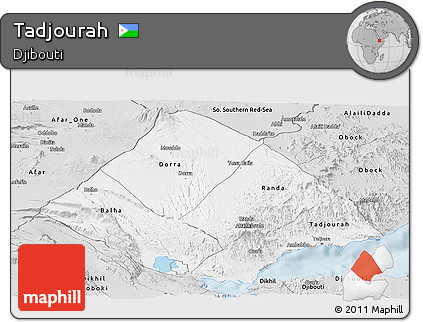 Silver Style Panoramic Map of Tadjourah
